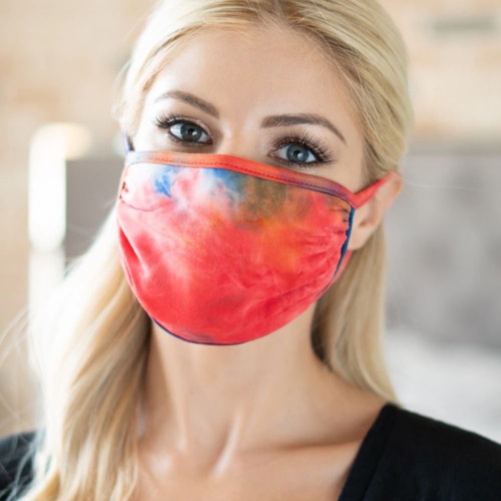 2 for 20! Red & Blue tie dye face mask